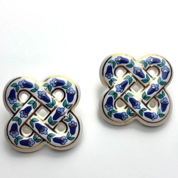 Avon Jewelry - Vintage Porcelain Basket Weave, Celtic Knot- Avon 1990s
